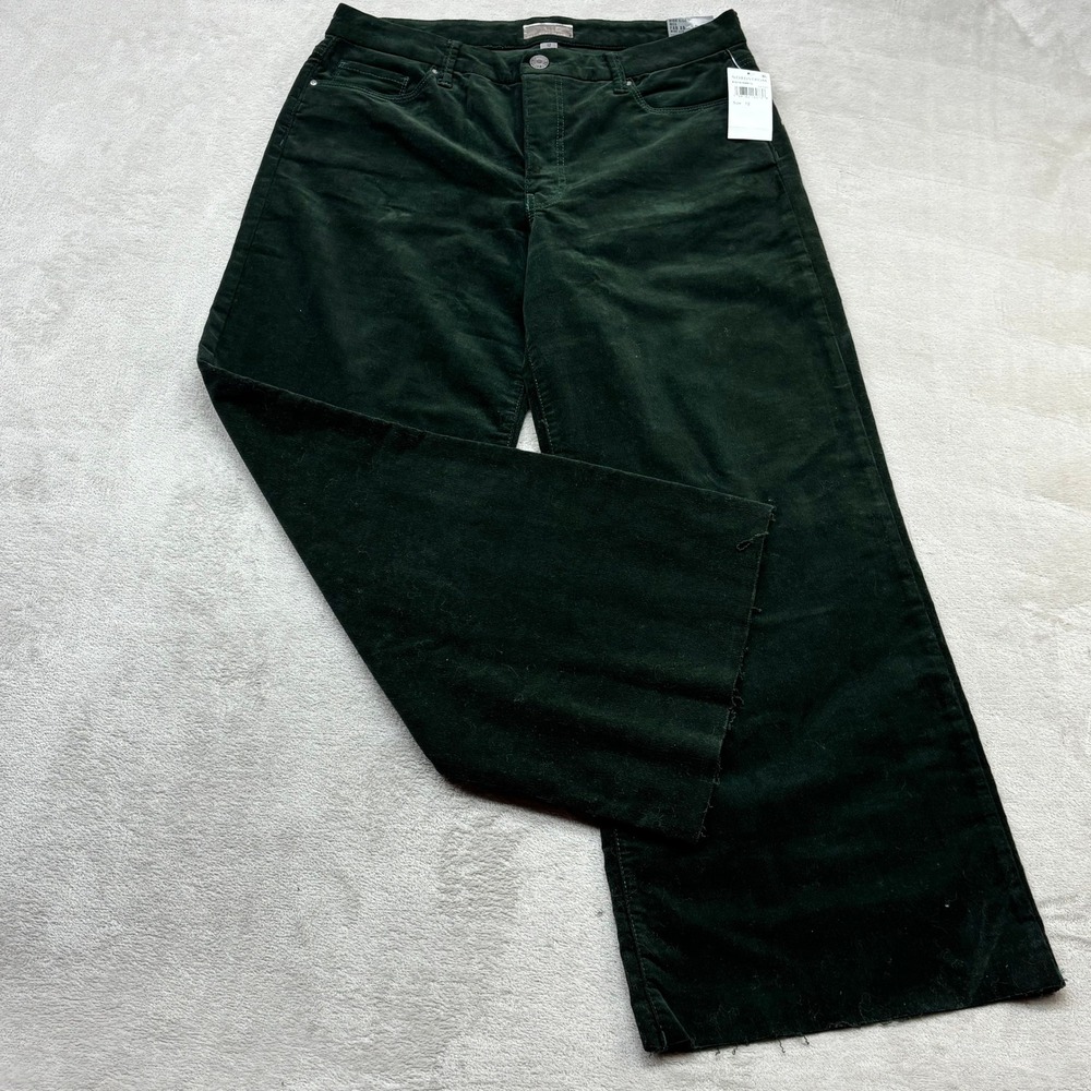 KUT from the Kloth Meg Fab Ab Wide Leg Womens 12 Green Corduroy High Rise Pants